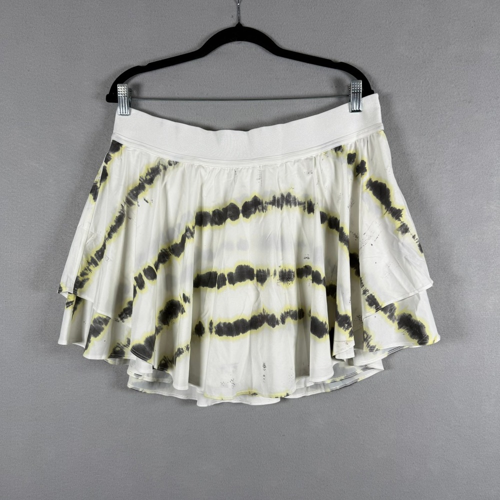 Lululemon Womens 14 Court Rival High Rise Skort Long White Gray Tie Dye W8ADJT